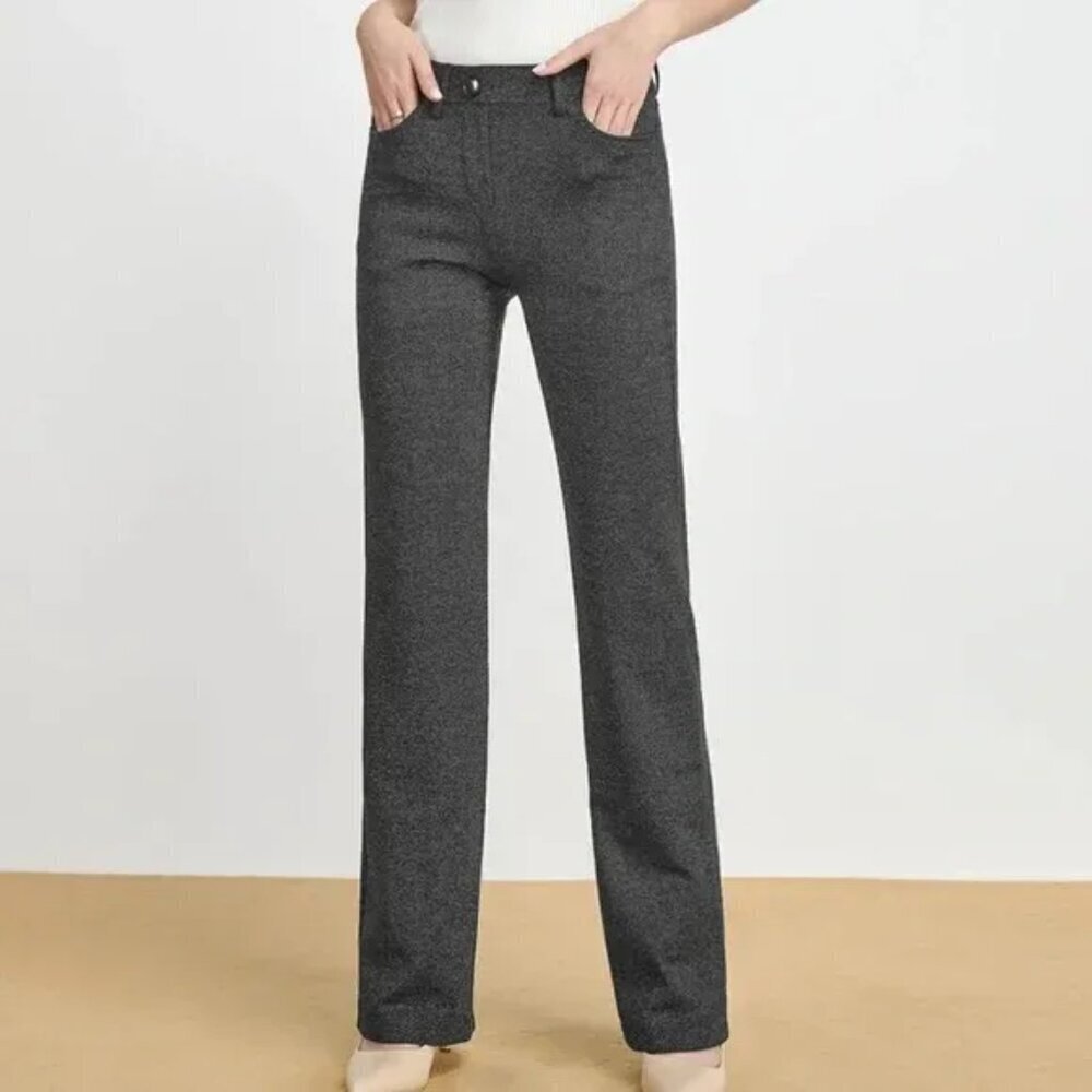Tapata Women Flare Casual Pants Gray High Waisted Herringbone Pants Size 12